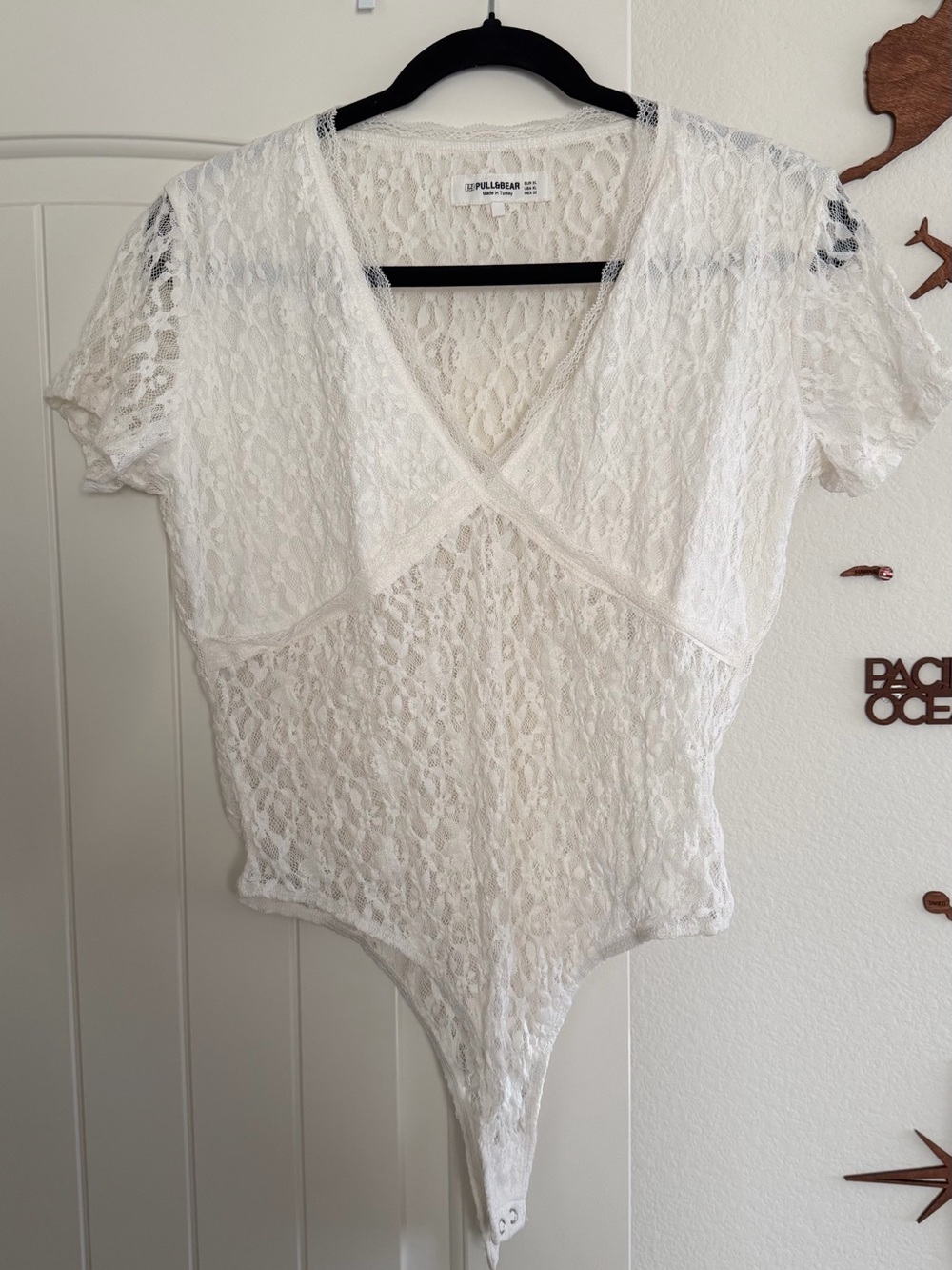 Pull&Bear White Lace Wrap Front Bodysuit